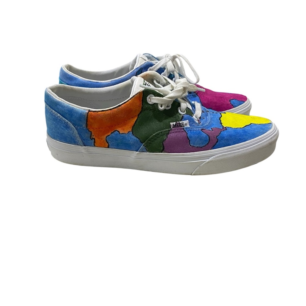 VANS OFF THE WALL ONE OF A KIND HAND PAINTED EARTH MOTIF SZ 8 Women’s - Picture 3 of 8